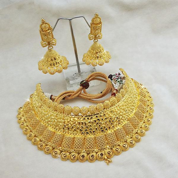 Utkrishtt Copper Forming Gold Plated Choker Necklace Set - 1113304