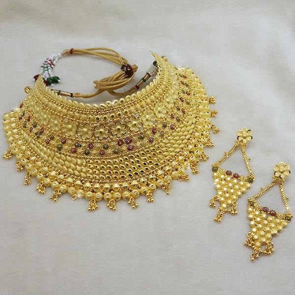 Utkrishtt Copper Forming Gold Plated Choker Necklace Set - 1113306