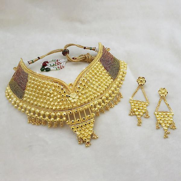 Utkrishtt Copper Forming Gold Plated Choker Necklace Set - 1113308