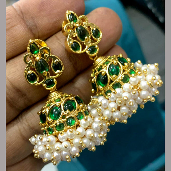 Sona Creation Gold Plated Kundan And Pearl Jhumki Earrings