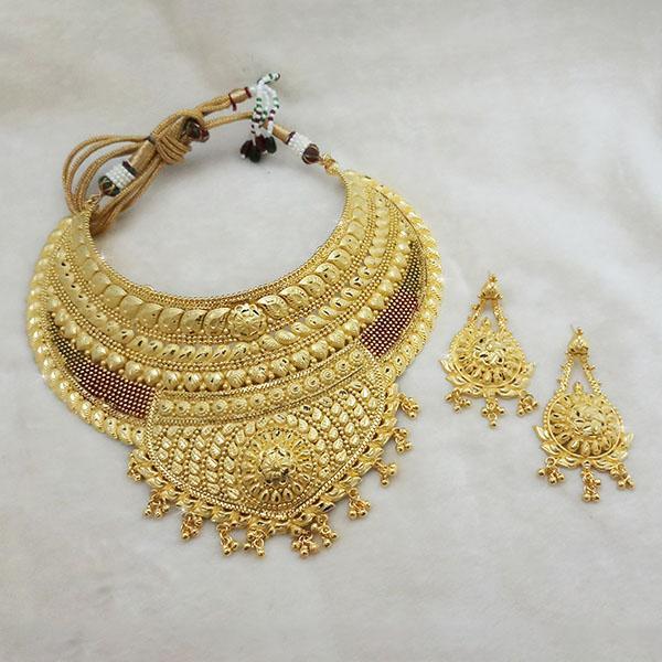 Utkrishtt Copper Forming Gold Plated Choker Necklace Set - 1113309