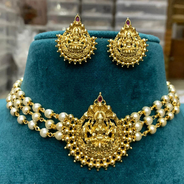 Sona Creation Gold Plated Temple Choker Necklace Set