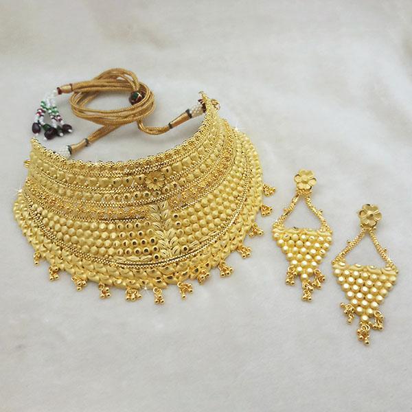 Utkrishtt Copper Forming Gold Plated Choker Necklace Set - 1113310