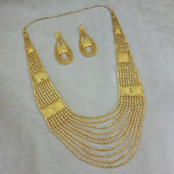 Utkrishtt Copper Forming Gold Plated Long Necklace Set - 1113337