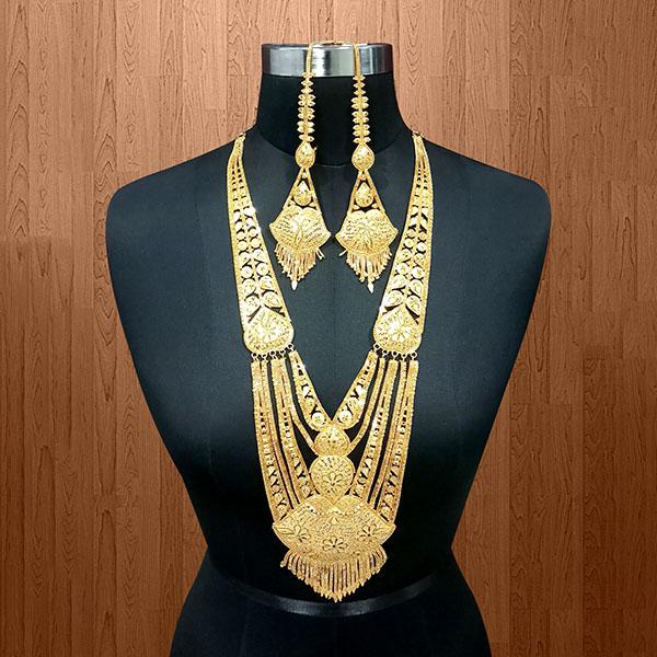 Utkrishtt Copper Forming Gold Plated Long Necklace Set - 1113340