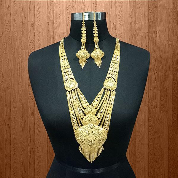Utkrishtt Copper Forming Gold Plated Long Necklace Set - 1113341