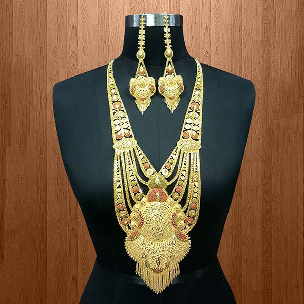 Utkrishtt Copper Forming Gold Plated Long Necklace Set - 1113351