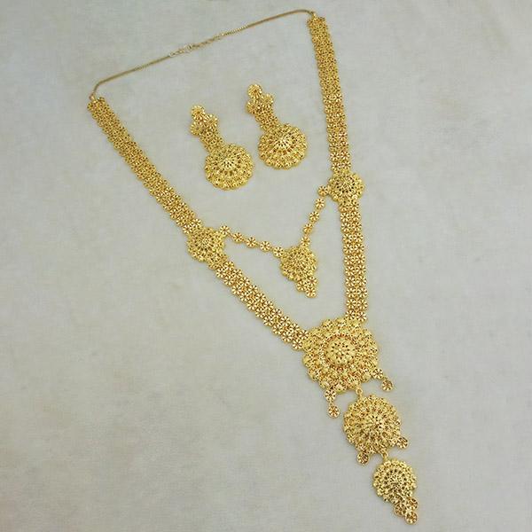 Utkrishtt Copper Forming Gold Plated Long Necklace Set - 1113352