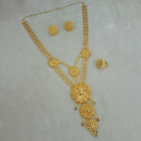 Utkrishtt Copper Forming Gold Plated Long Necklace Set - 1113353