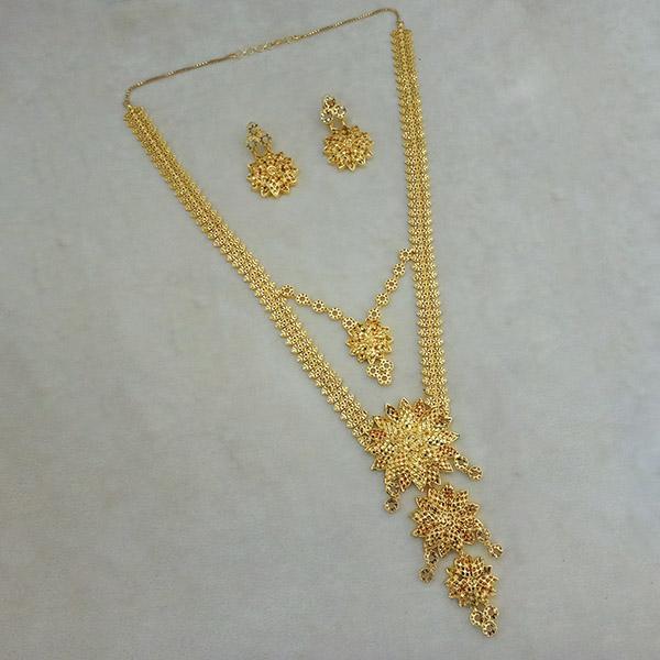 Utkrishtt Copper Forming Gold Plated Long Necklace Set - 1113354