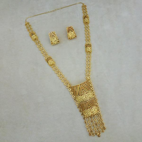 Utkrishtt Copper Forming Gold Plated Long Necklace Set - 1113355