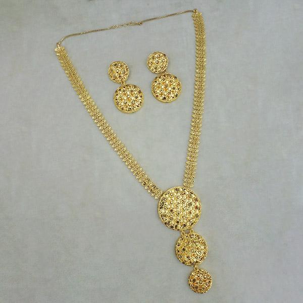 Utkrishtt Copper Forming Gold Plated Long Necklace Set - 1113356