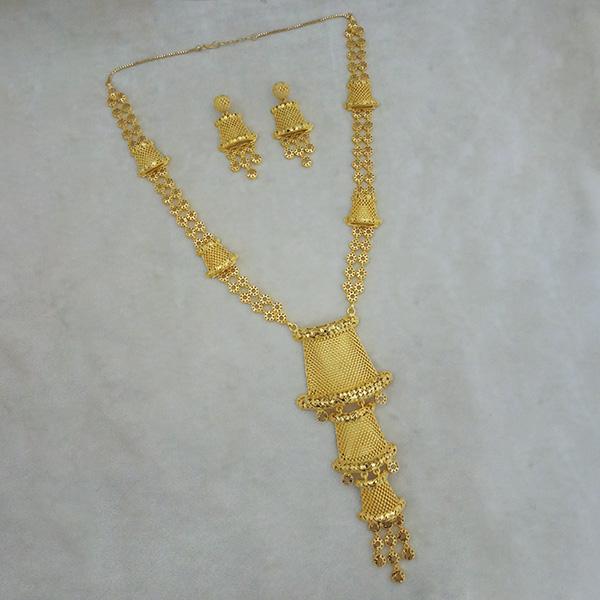 Utkrishtt Copper Forming Gold Plated Long Necklace Set - 1113357