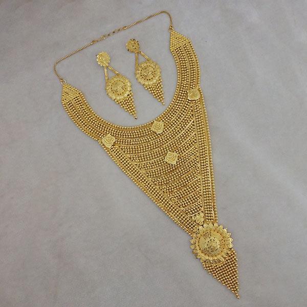 Utkrishtt Copper Forming Gold Plated Long Necklace Set - 1113395