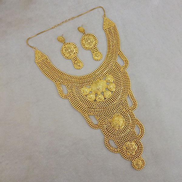 Utkrishtt Copper Forming Gold Plated Long Necklace Set - 1113396