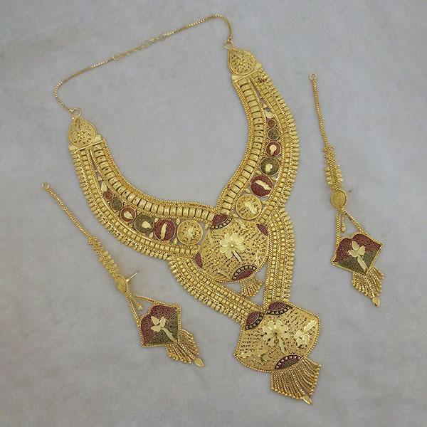 Utkrishtt Copper Forming Gold Plated Long Necklace Set - 1113397