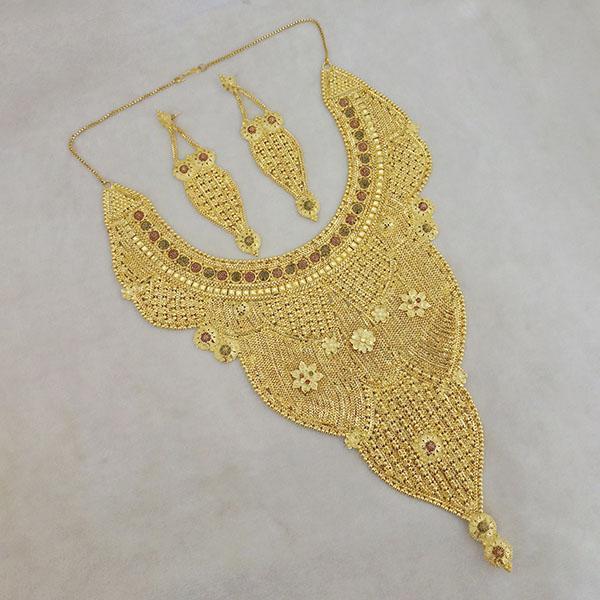 Utkrishtt Copper Forming Gold Plated Long Necklace Set - 1113398