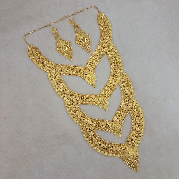 Utkrishtt Copper Forming Gold Plated Long Necklace Set - 1113399
