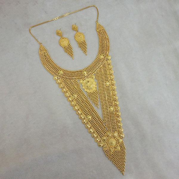 Utkrishtt Copper Forming Gold Plated Long Necklace Set - 1113402