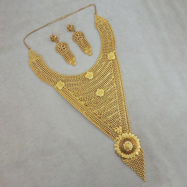 Utkrishtt Copper Forming Gold Plated Long Necklace Set - 1113403