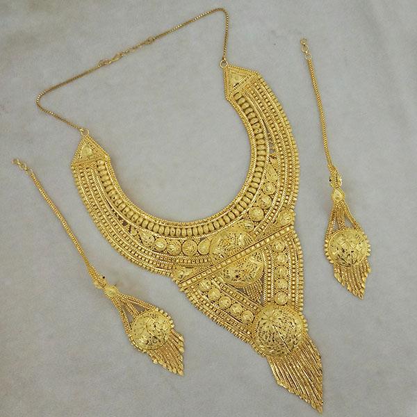 Utkrishtt Copper Forming Gold Plated Long Necklace Set - 1113404