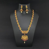 Kriaa Gold Plated Pota Stones Long Necklace Set