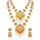 Kriaa Maroon Stone Double Gold Plated Necklace Set - 1113731