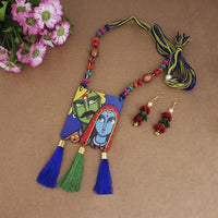 Urthn Digital Printed Wooden Thread Necklace Set - 1114121