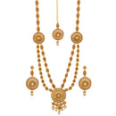 Kriaa Gold Plated Double Chain Stone Necklace Set With Maang Tikka