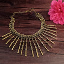 Jeweljunk Gold Plated Oxidised Necklace