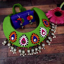 Jeweljunk Oxidised Green Thread Choker Necklace Set - N1114603