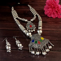 Jeweljunk Multicolour Navratri Special Two Layer Necklace Set