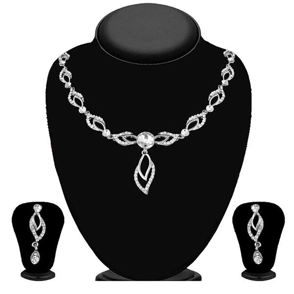 Kriaa Silver Plated Austrian Stone Necklace Set