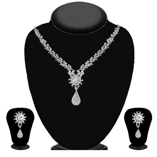 Kriaa Silver Plated Austrian Stone Necklace Set