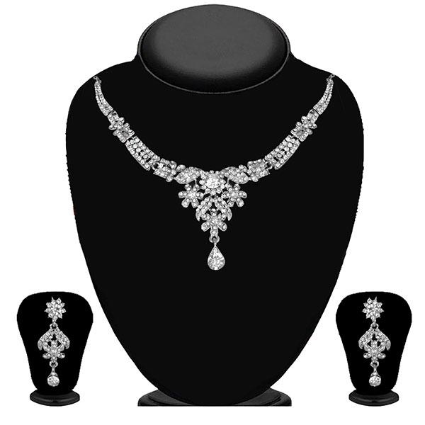 Kriaa Silver Plated Austrian Stone Necklace Set