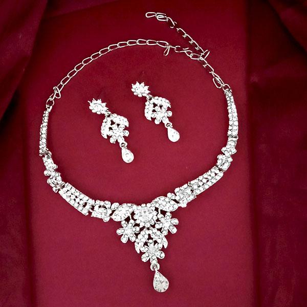 Kriaa Silver Plated Austrian Stone Necklace Set