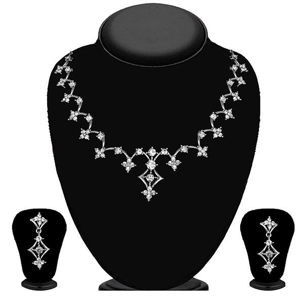 Kriaa Silver Plated Austrian Stone Necklace Set