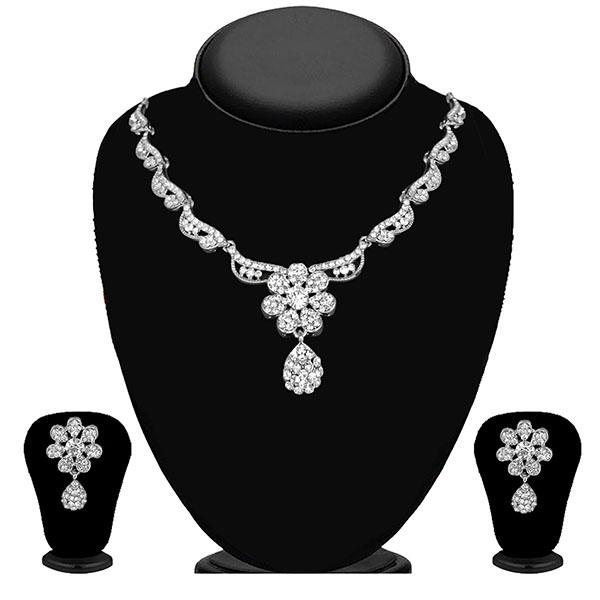 Kriaa Silver Plated Austrian Stone Necklace Set