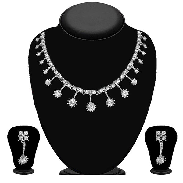 Kriaa Silver Plated Austrian Stone Necklace Set