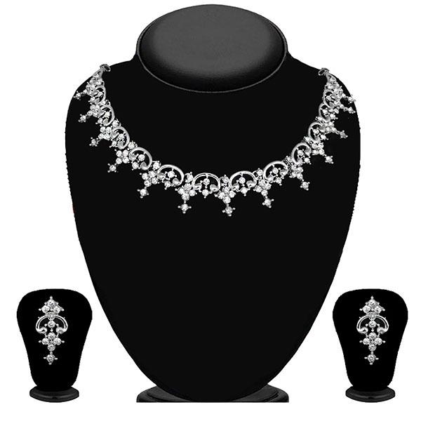 Kriaa Silver Plated Austrian Stone Necklace Set