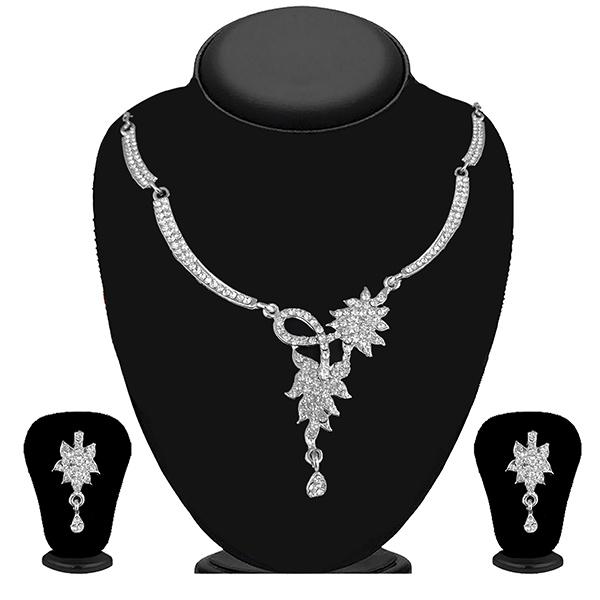 Kriaa Silver Plated Austrian Stone Necklace Set