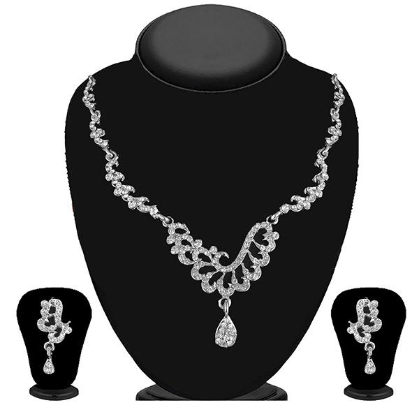 Kriaa Silver Plated Austrian Stone Necklace Set