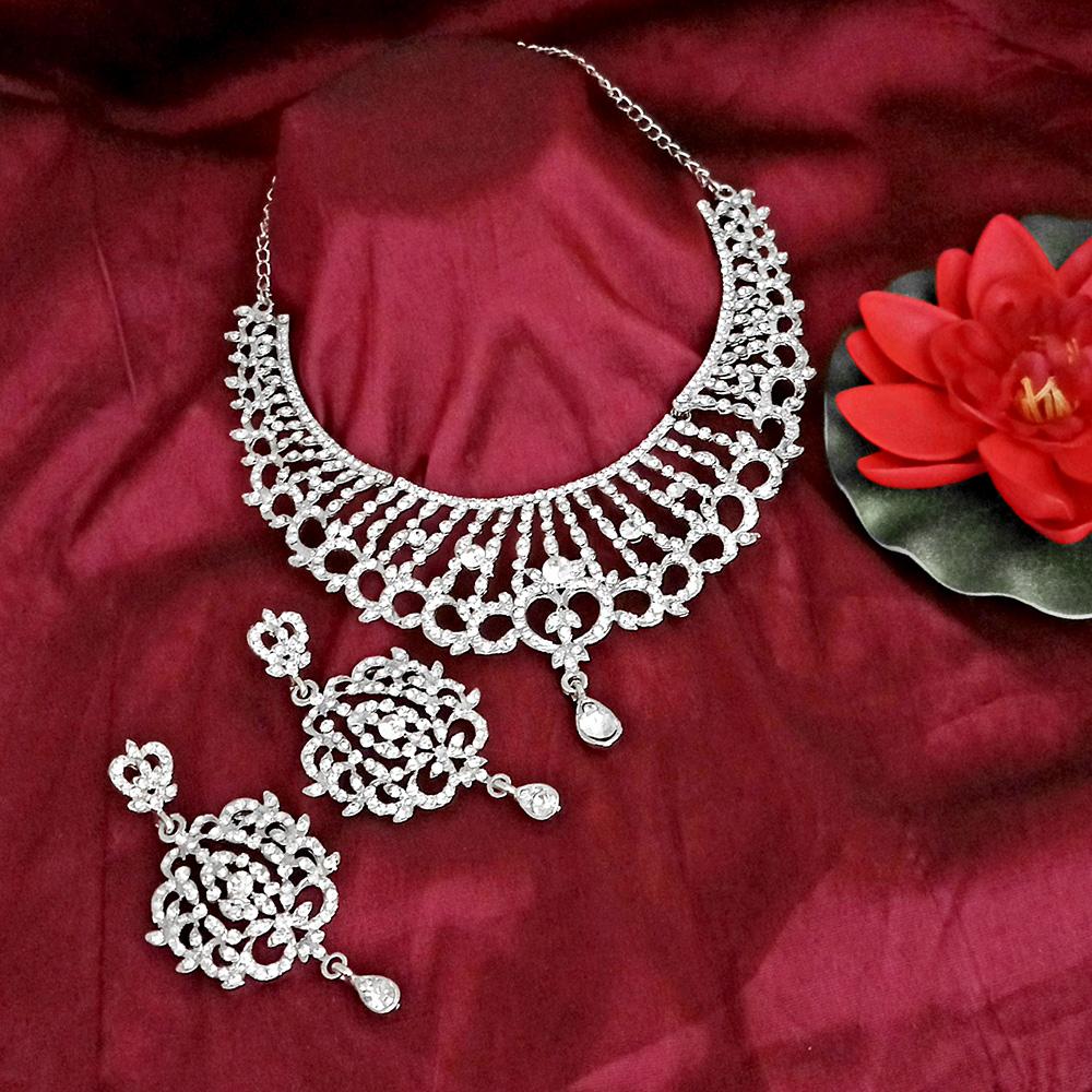 Kriaa Silver Plated Austrian Stone Necklace Set