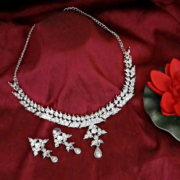 Kriaa Silver Plated Austrian Stone Necklace Set