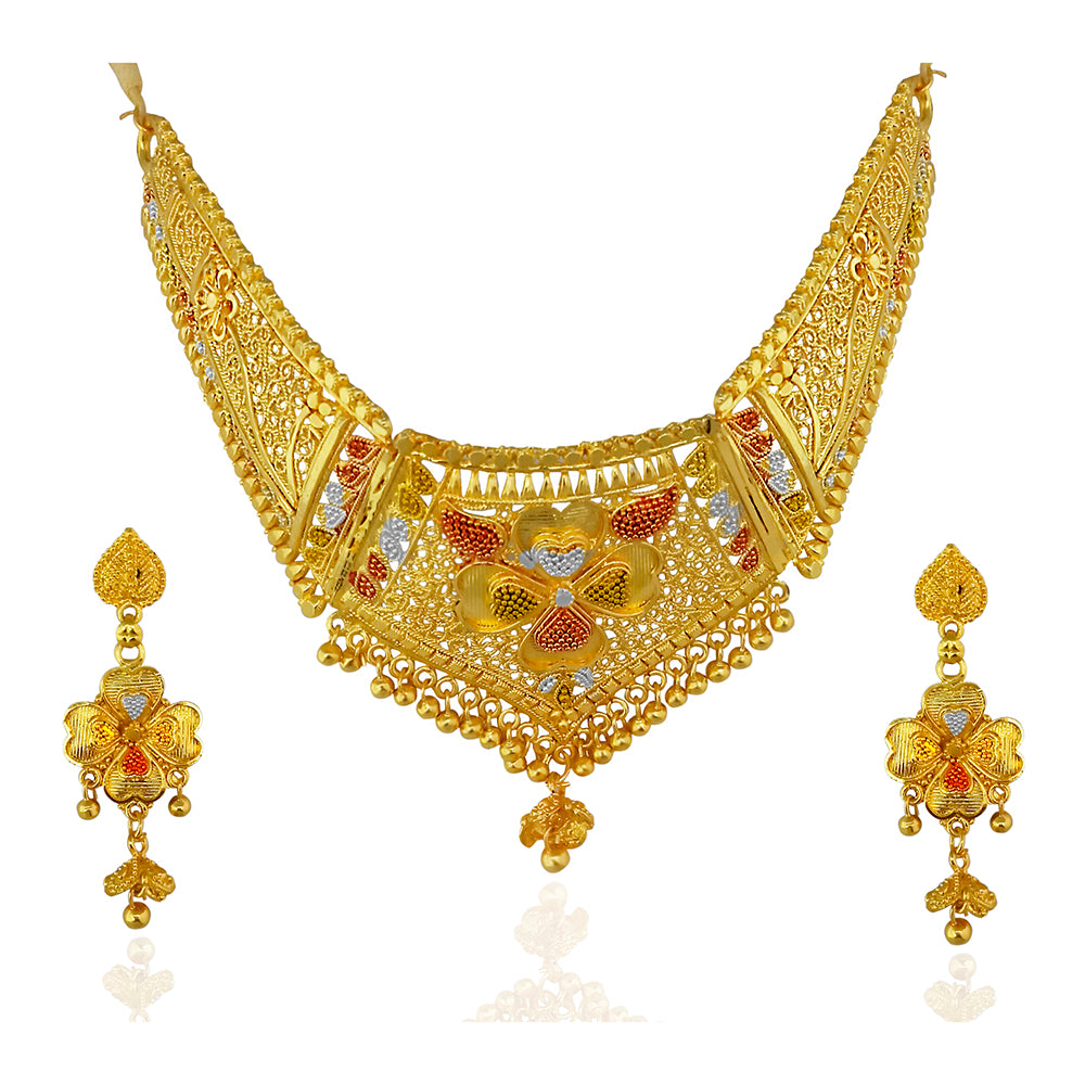 Kalyani Forming Look Gold Plated Stone Necklace Set