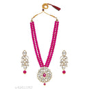 SNERA Gold Plated Crystal Stone & Beads Necklace Set