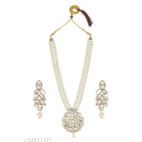 SNERA Gold Plated Crystal Stone & Beads Necklace Set