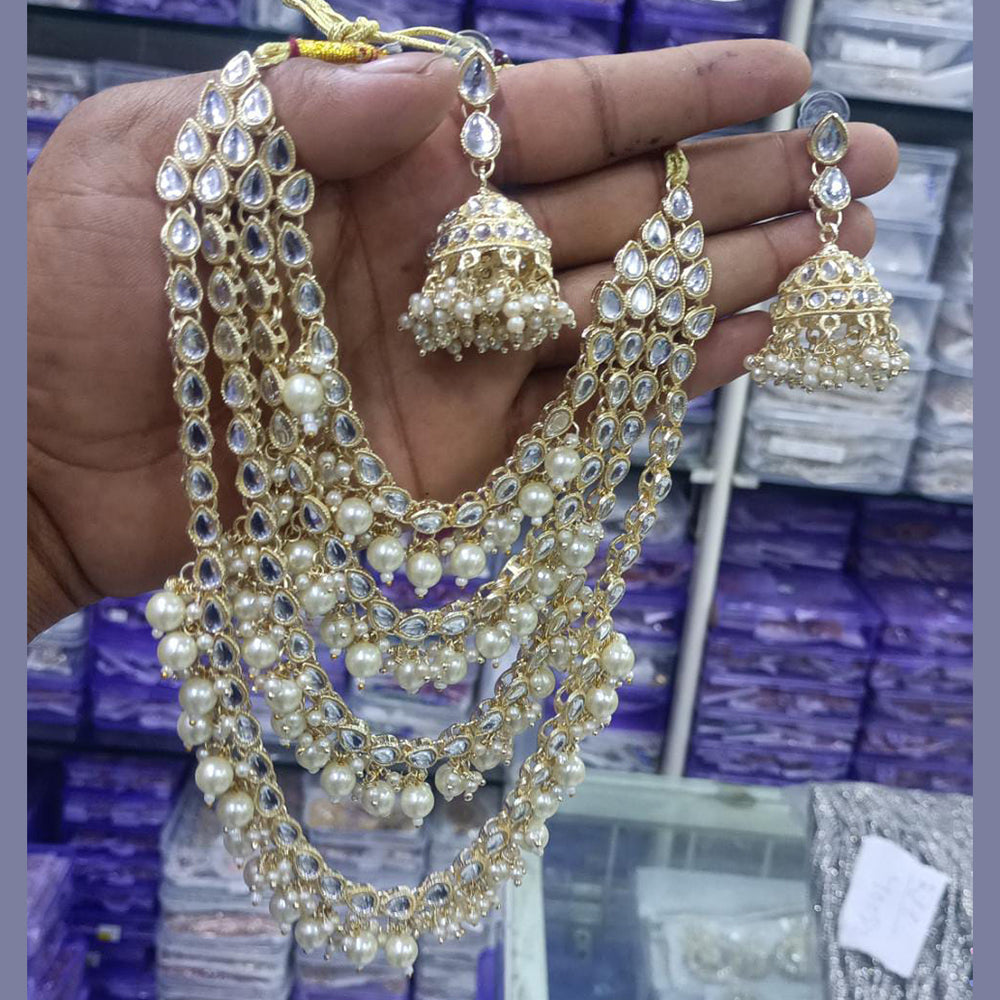 SNERA Gold Plated Kundan Stone Necklace Set