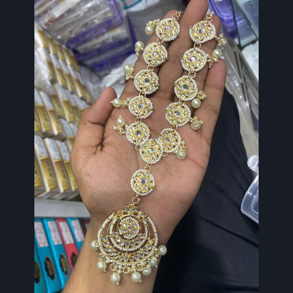 SNERA Gold Plated Kundan & Pearl  Sheeshphool / Headband For Women - 11151049