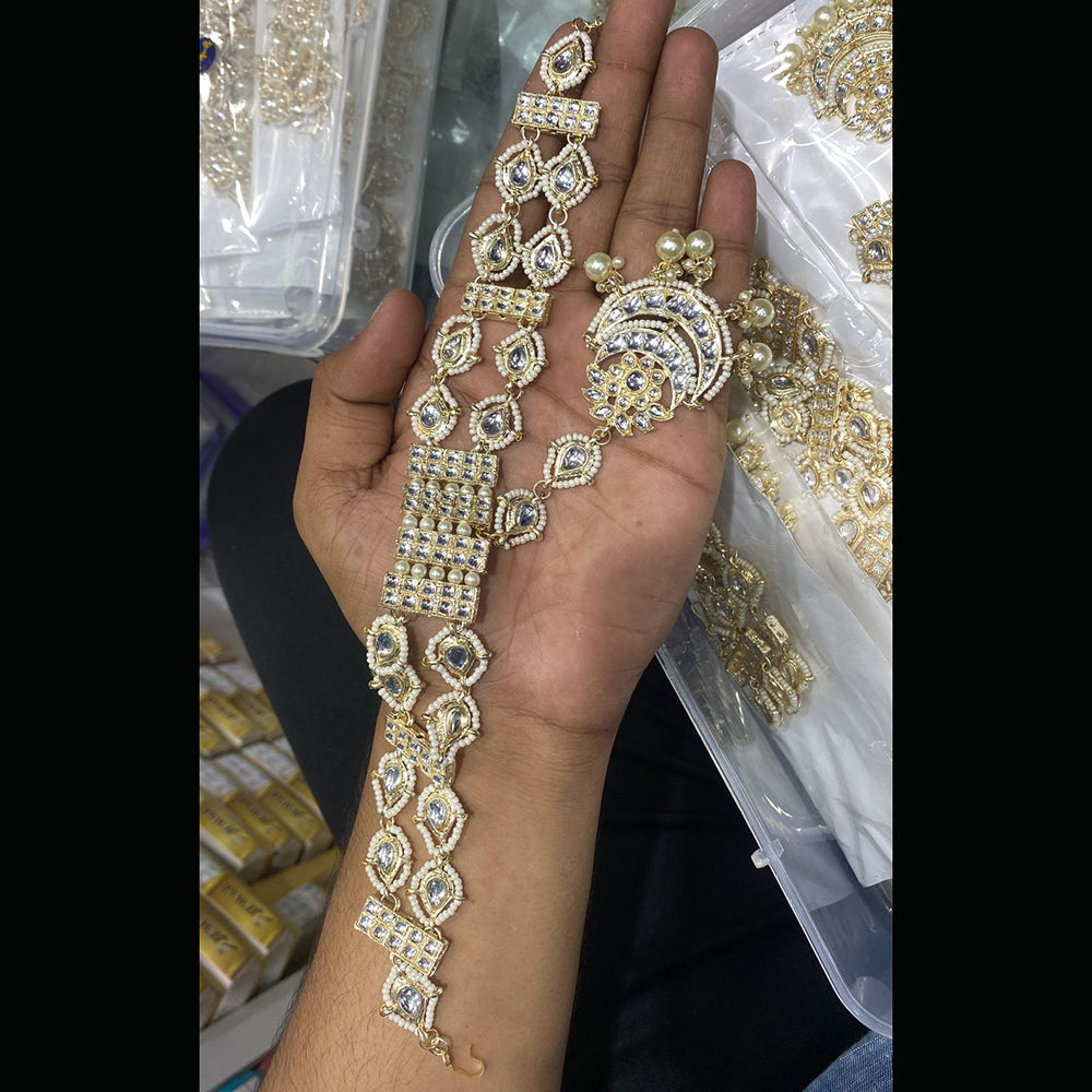 SNERA Gold Plated Kundan & Pearl  Sheeshphool / Headband For Women - 11151052